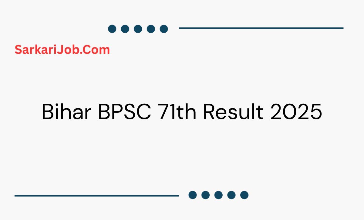 Bihar BPSC 71th Result 2025 notification details