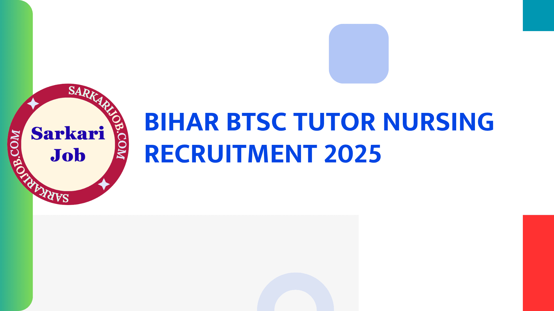 Bihar BTSC Tutor Nursing Recruitment 2025 notification details