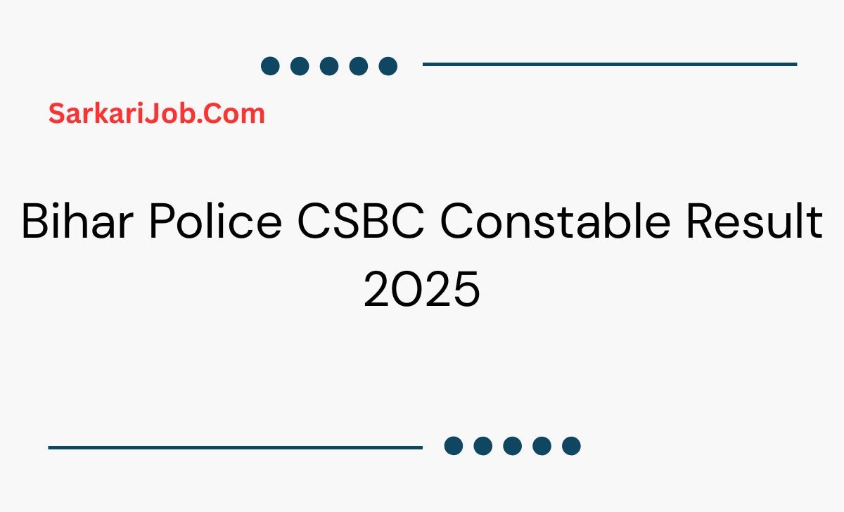 Bihar Police CSBC Constable Result 2025  notification details