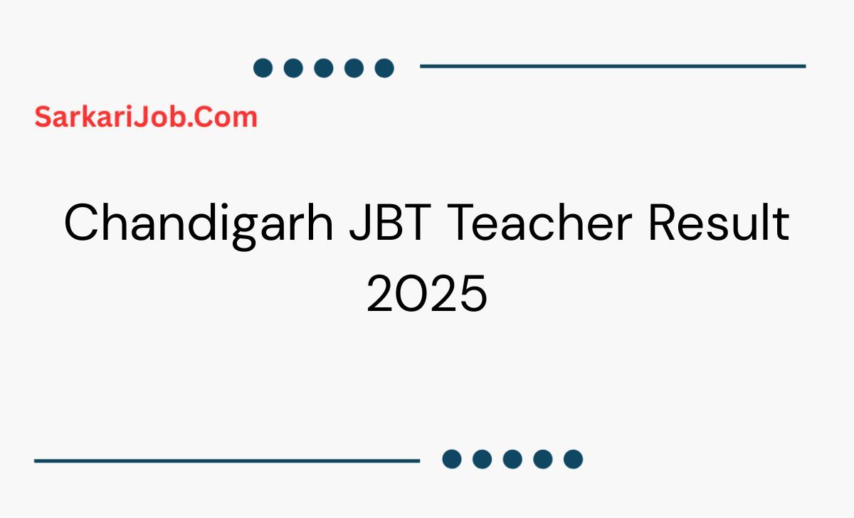 Chandigarh JBT Teacher Result 2025 notification details