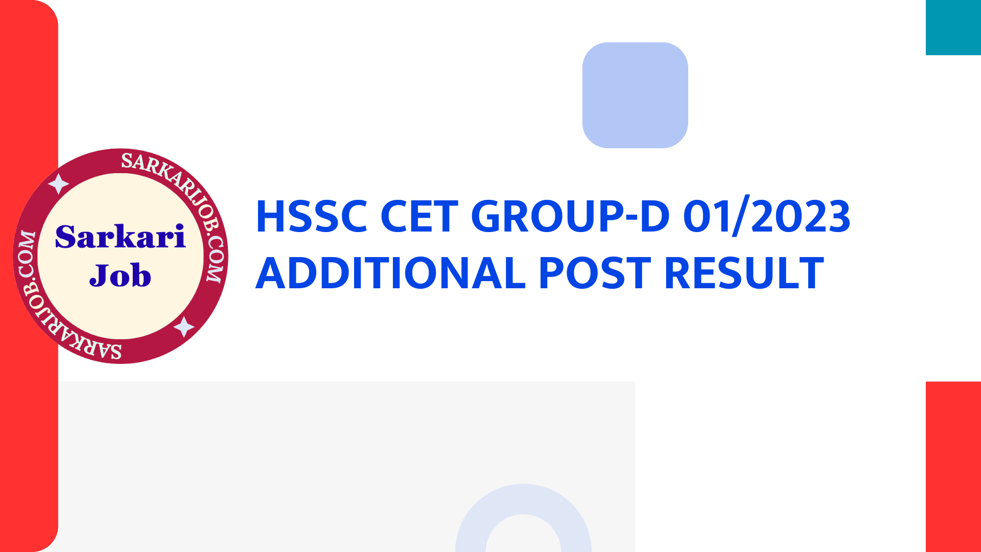 HSSC CET Group-D 01/2023 Additional Post Result notification details