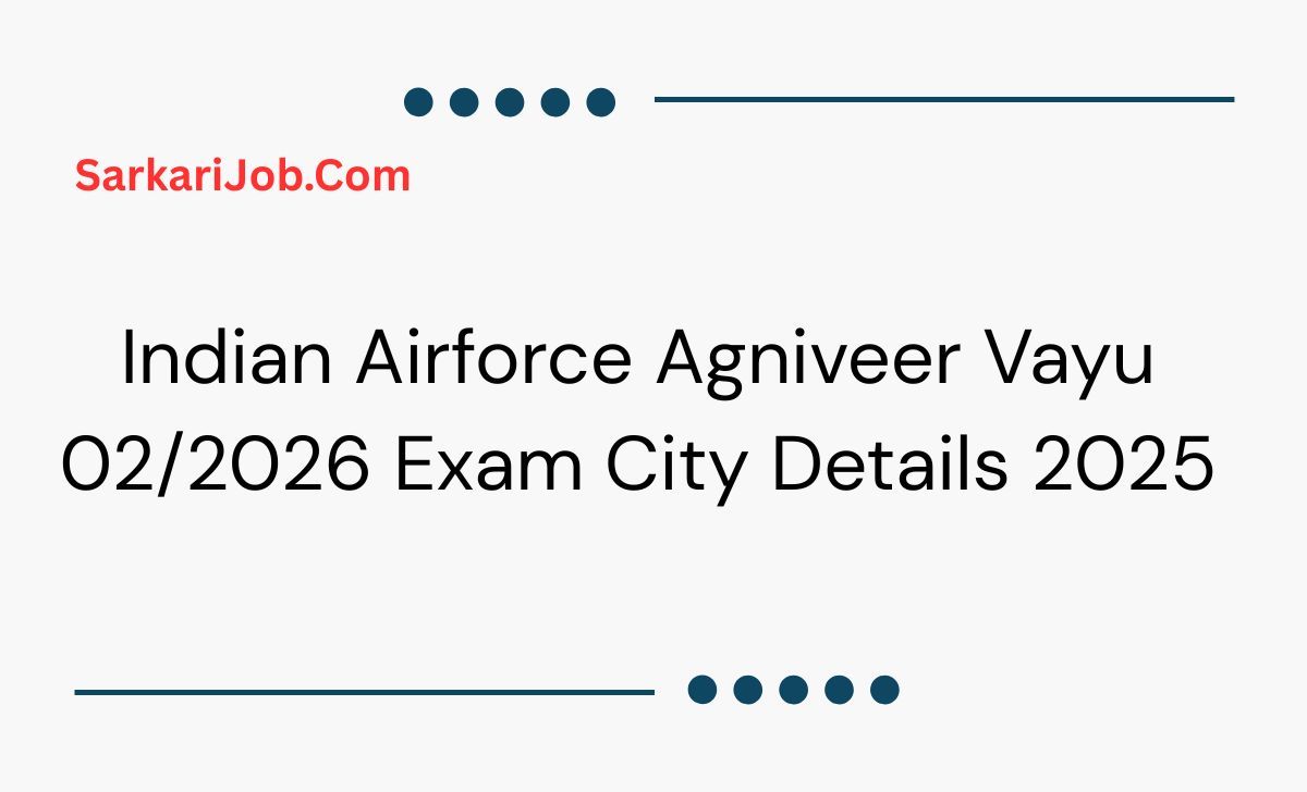 Indian Airforce Agniveer Vayu 02/2026 Exam City Details 2025  notification details