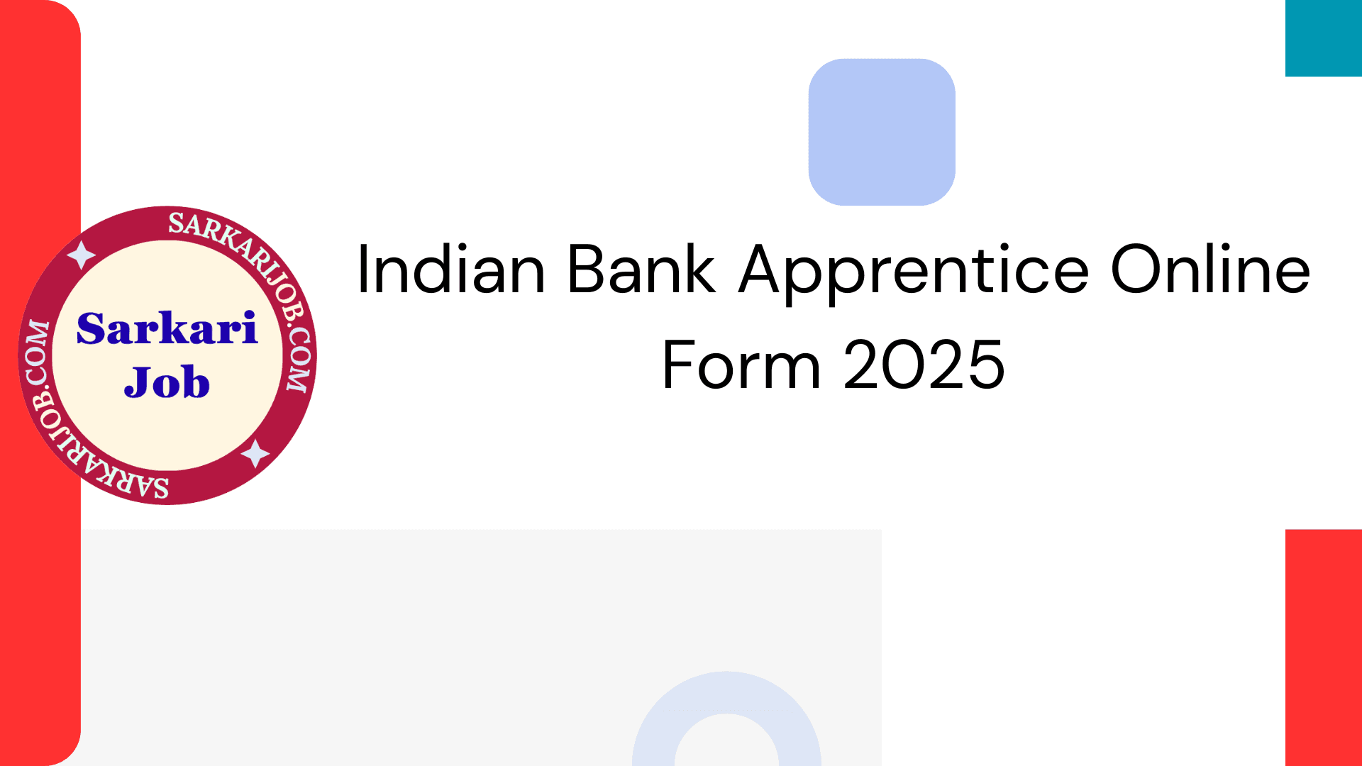 Indian Bank Apprentice Online Form 2025 notification details
