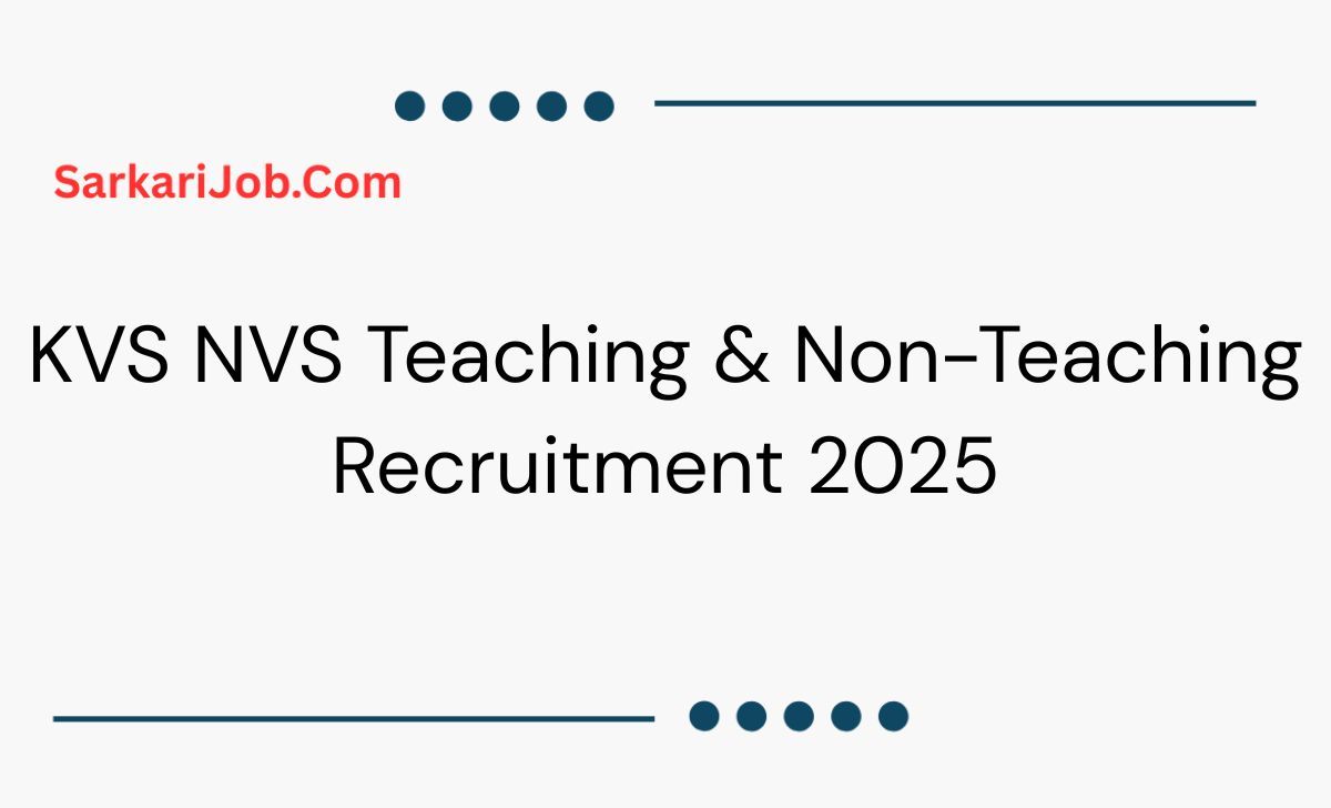 KVS NVS Teaching & Non-Teaching Recruitment 2025 notification details