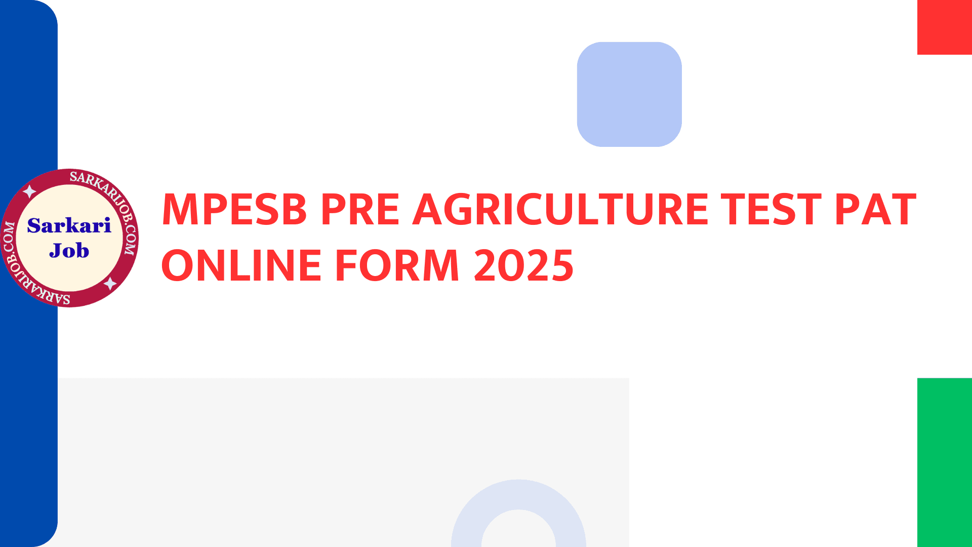 Featured image for MPESB Pre Agriculture Test PAT Online Form 2025