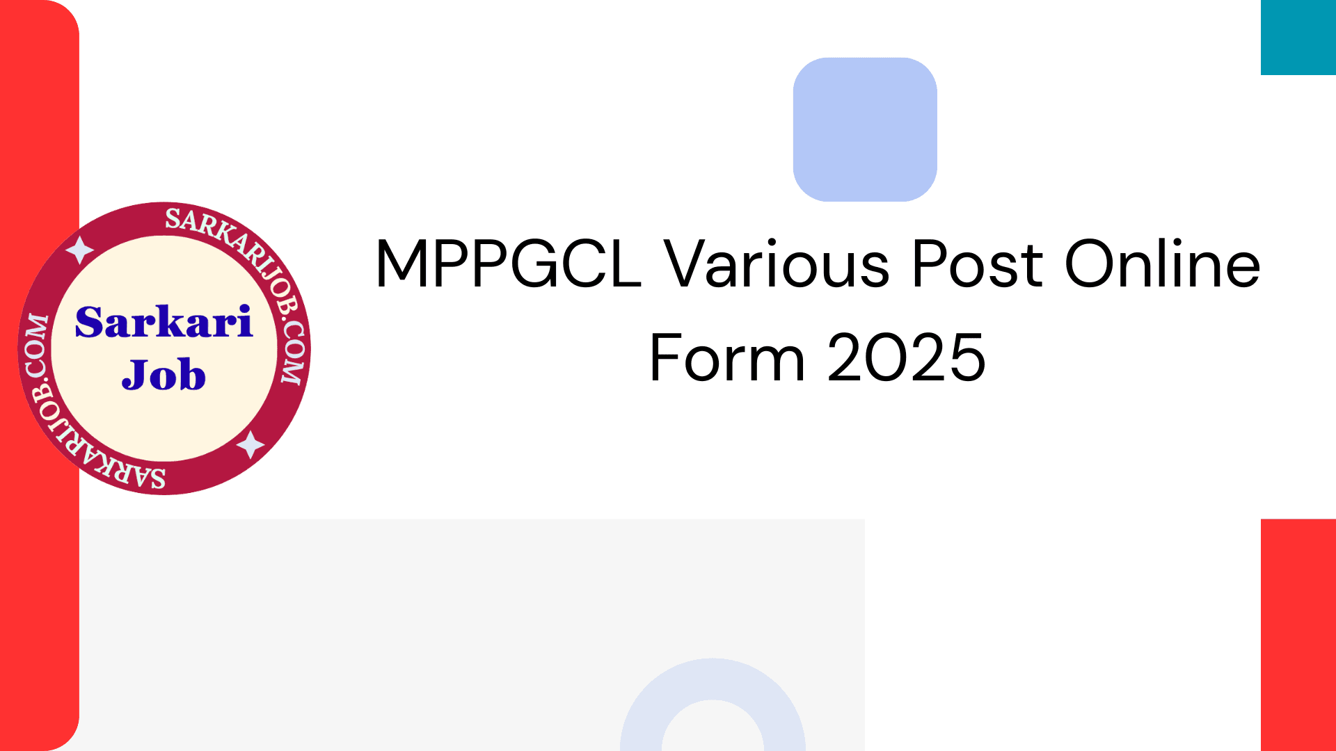 MPPGCL Various Post Online Form 2025 notification details