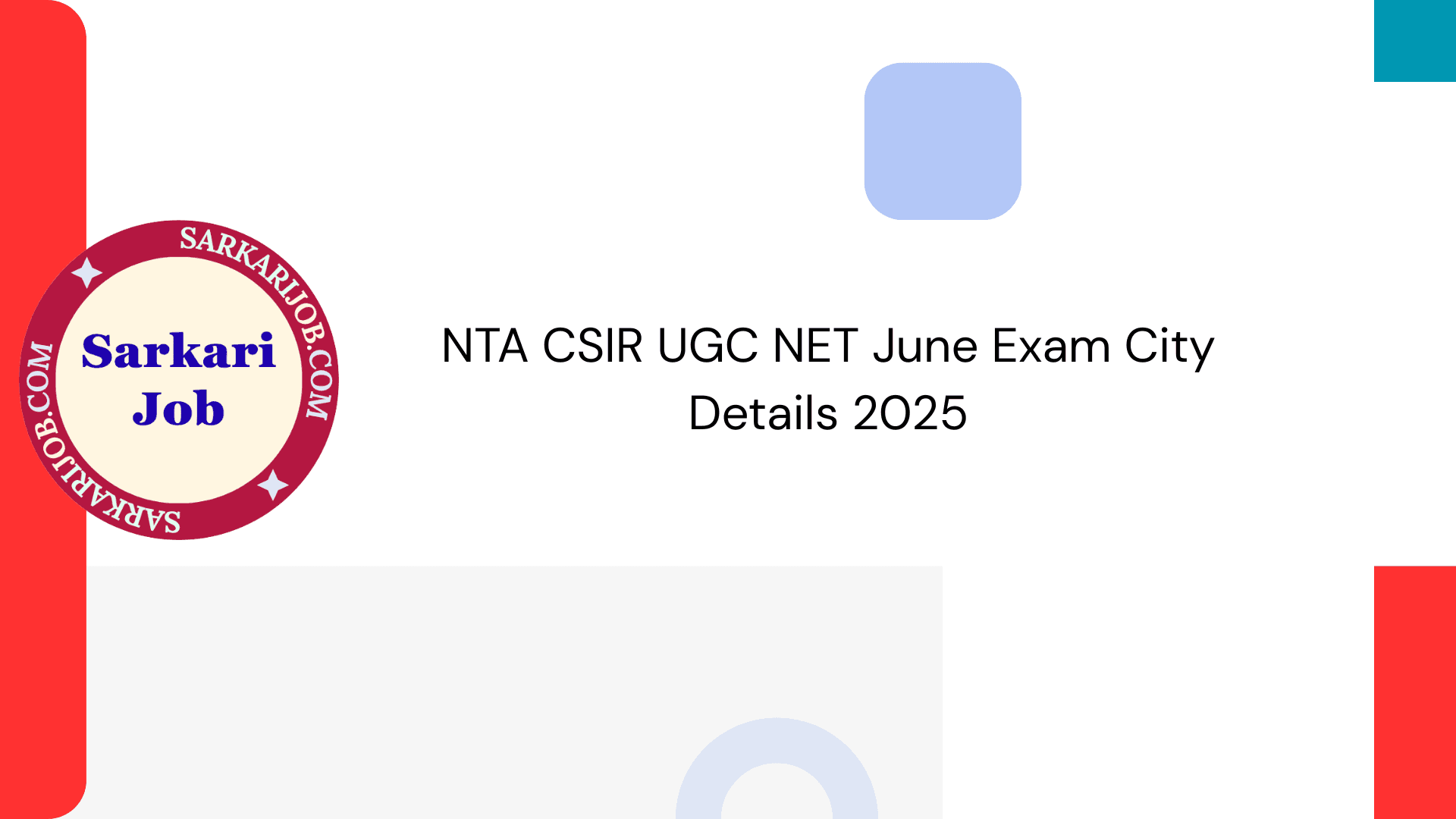 NTA CSIR UGC NET June Exam City Details 2025 notification details