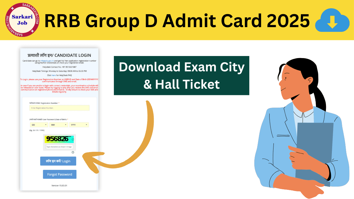 Railway RRB Group D Exam City / Admit Card 2025 notification details