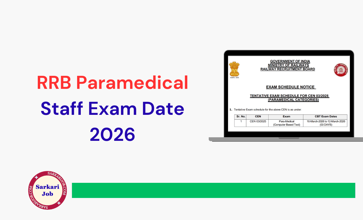 RRB Paramedical Staff Exam Date 2026 notification details