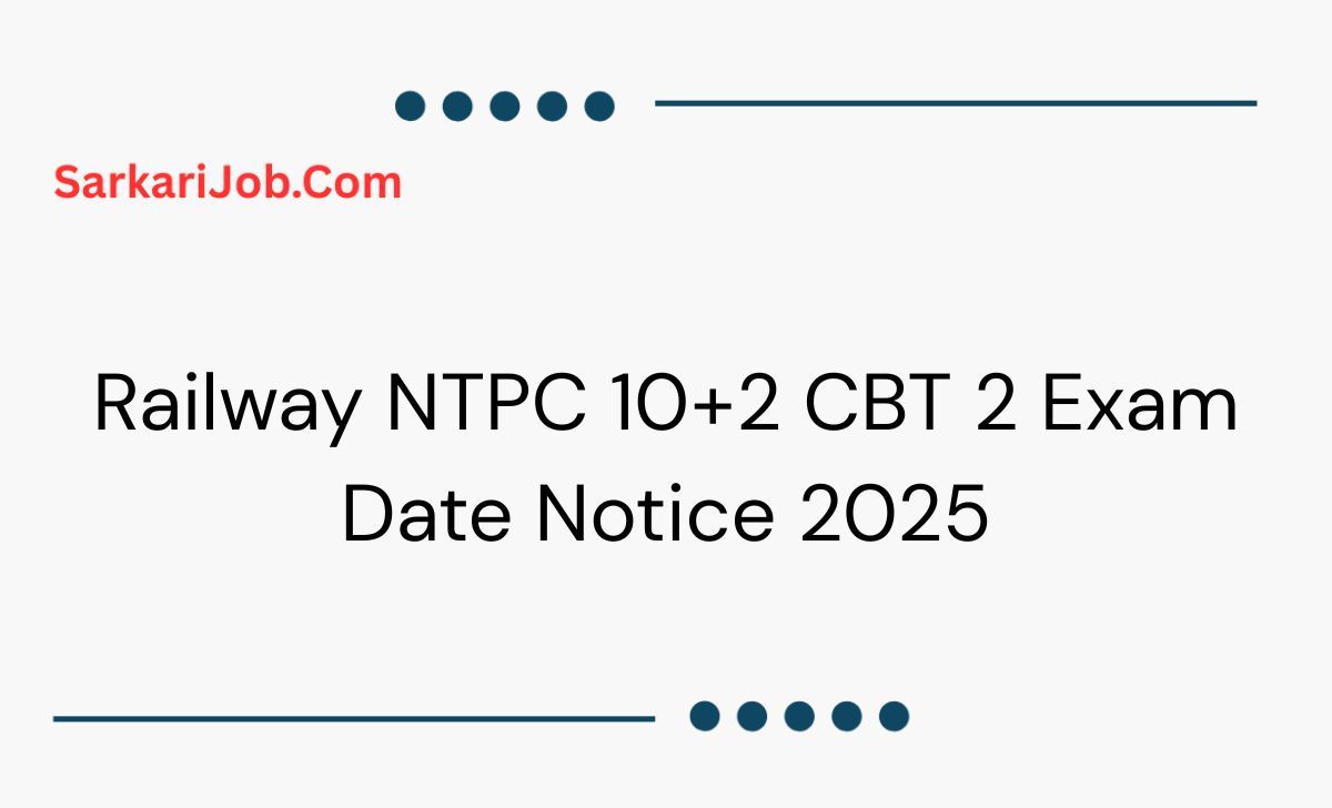Railway NTPC 10+2 CBT 2 Exam Date Notice 2025  notification details