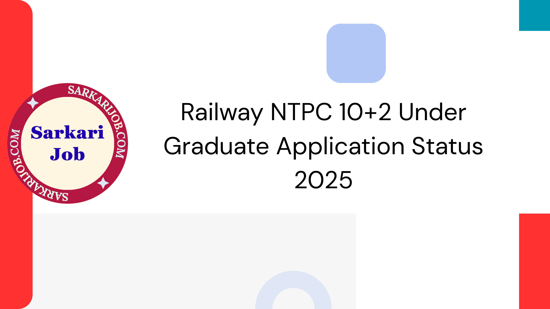 Railway NTPC 10+2 Under Graduate Application Status 2025 notification details