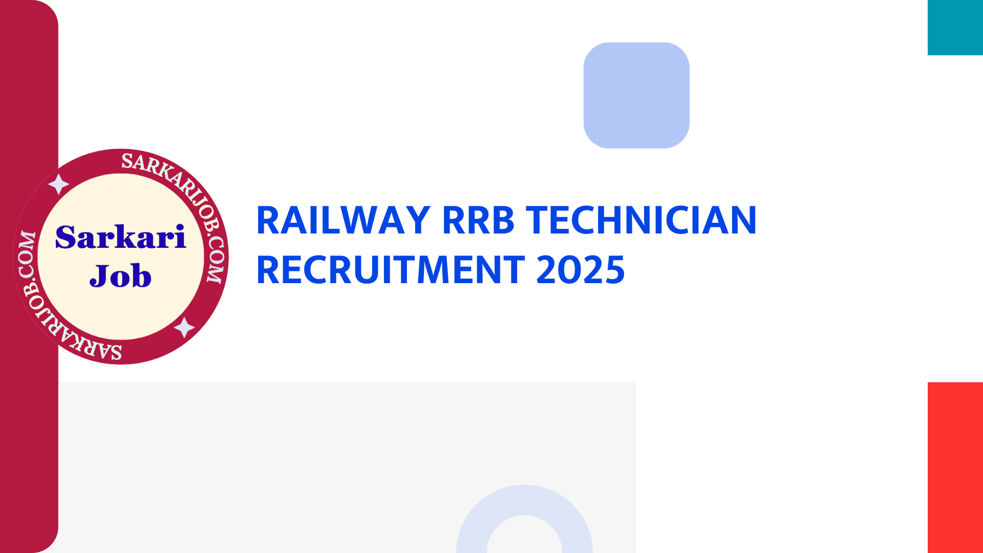 Railway RRB Technician Recruitment 2025 notification details