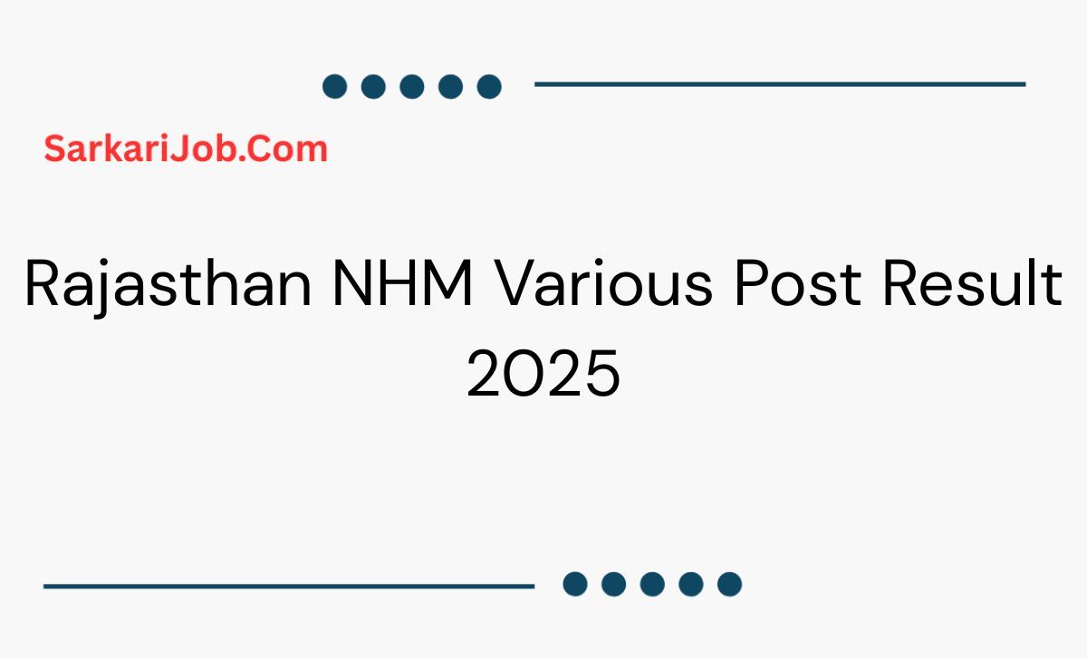 Rajasthan NHM Various Post Result 2025 notification details