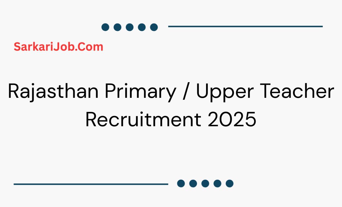 Rajasthan Primary / Upper Teacher Recruitment 2025 notification details