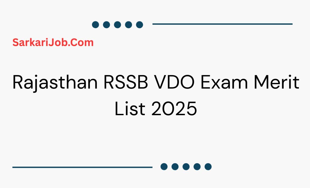 Rajasthan RSSB VDO Exam Merit List 2025 notification details