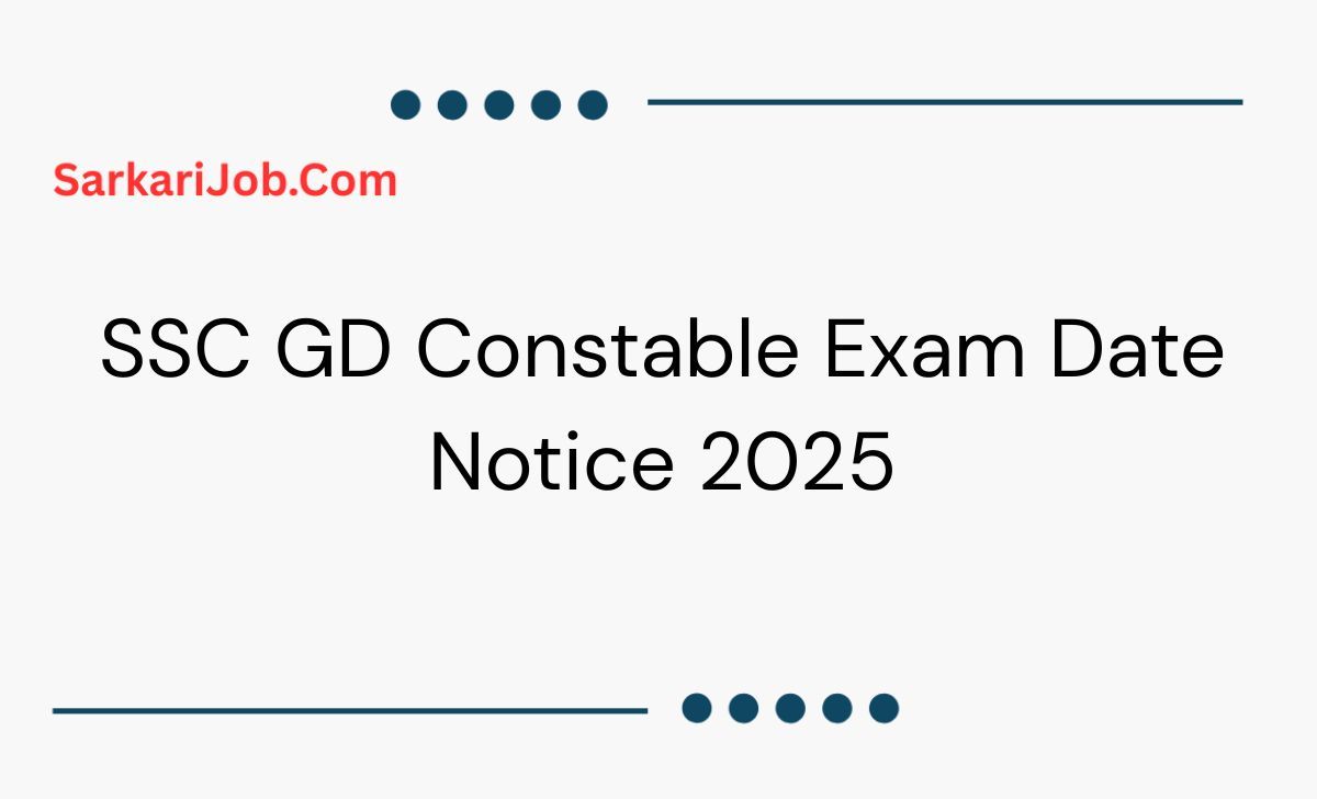SSC GD Constable Exam Date Notice 2025 notification details