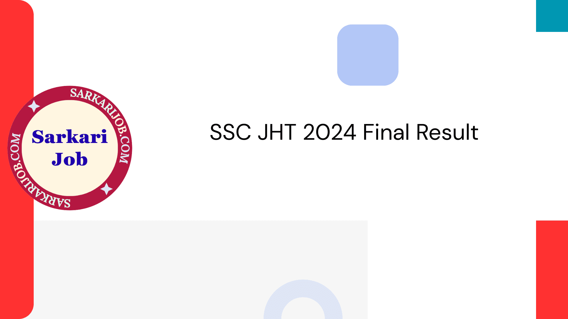 SSC JHT 2024 Final Result notification details