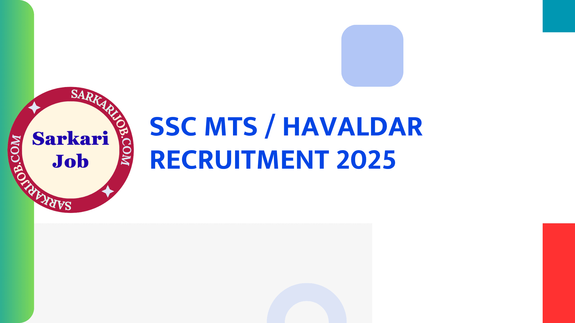 SSC MTS / Havaldar Correction Form 2025 notification details