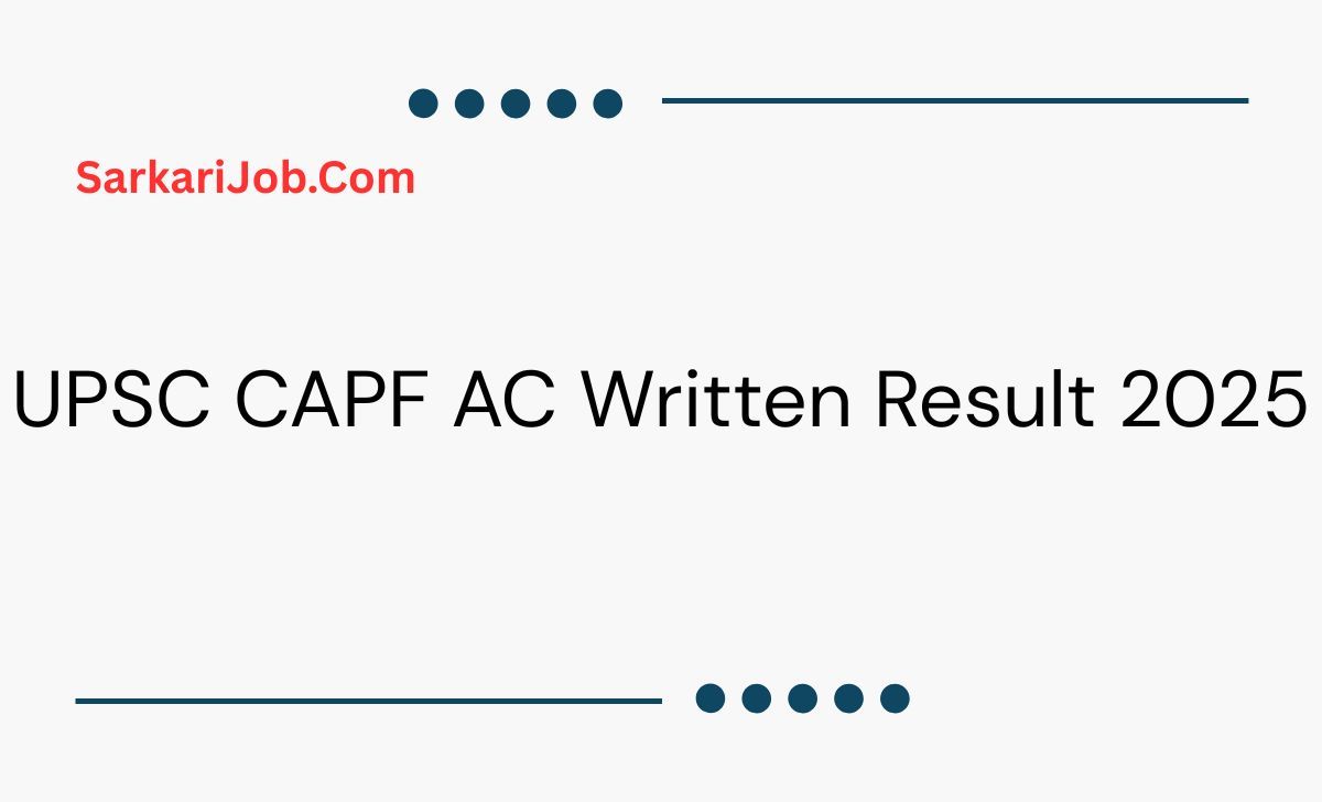 UPSC CAPF AC Written Result 2025 notification details