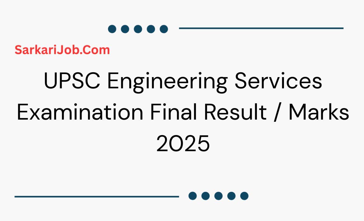 UPSC Engineering Services Examination Final Result / Marks 2025 notification details