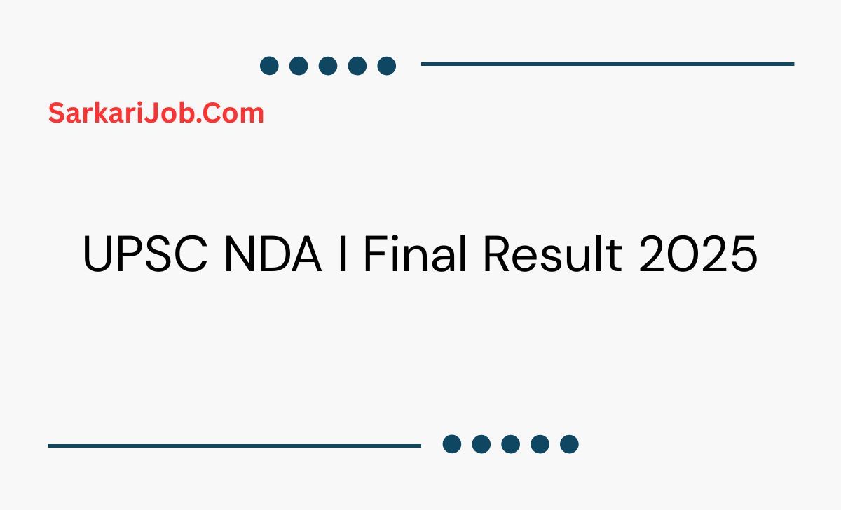 UPSC NDA I Final Result With Marks 2025 notification details