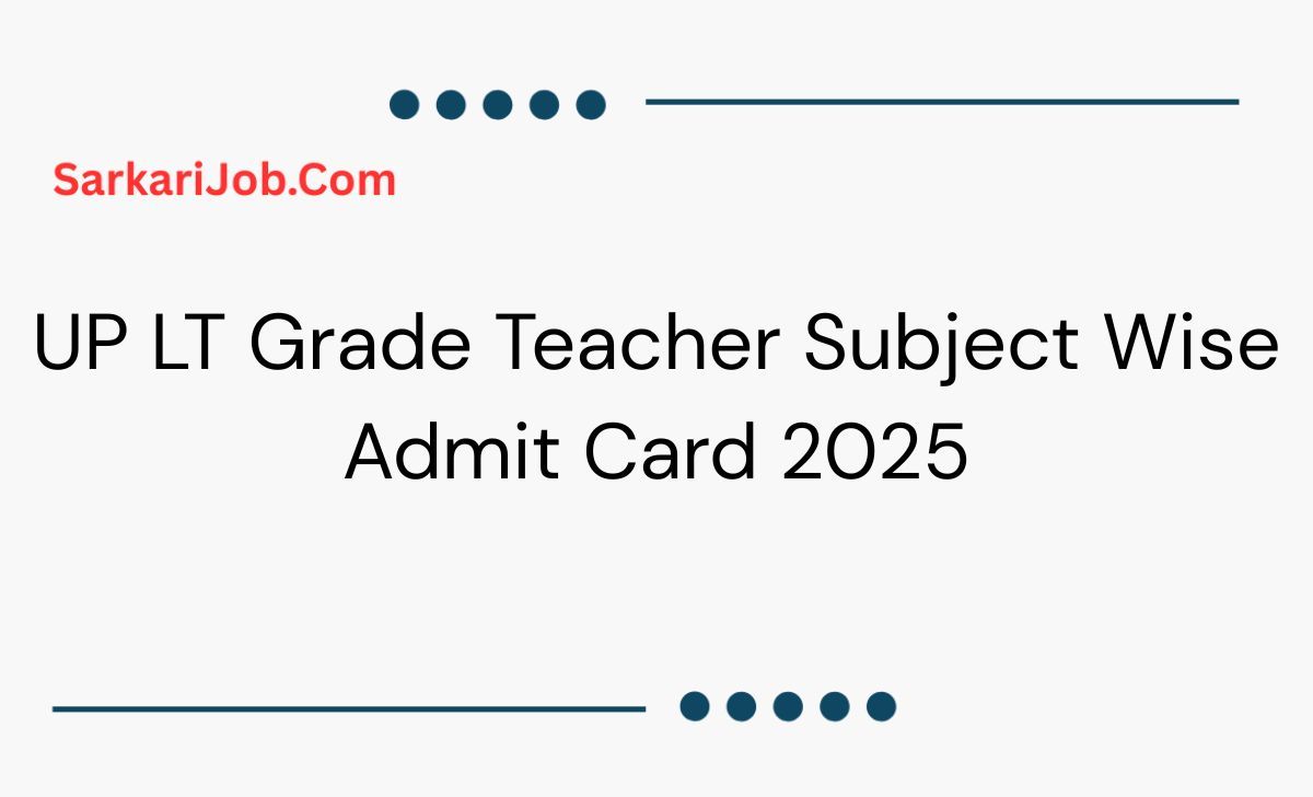 UP LT Grade Teacher Subject Wise Admit Card 2025  notification details