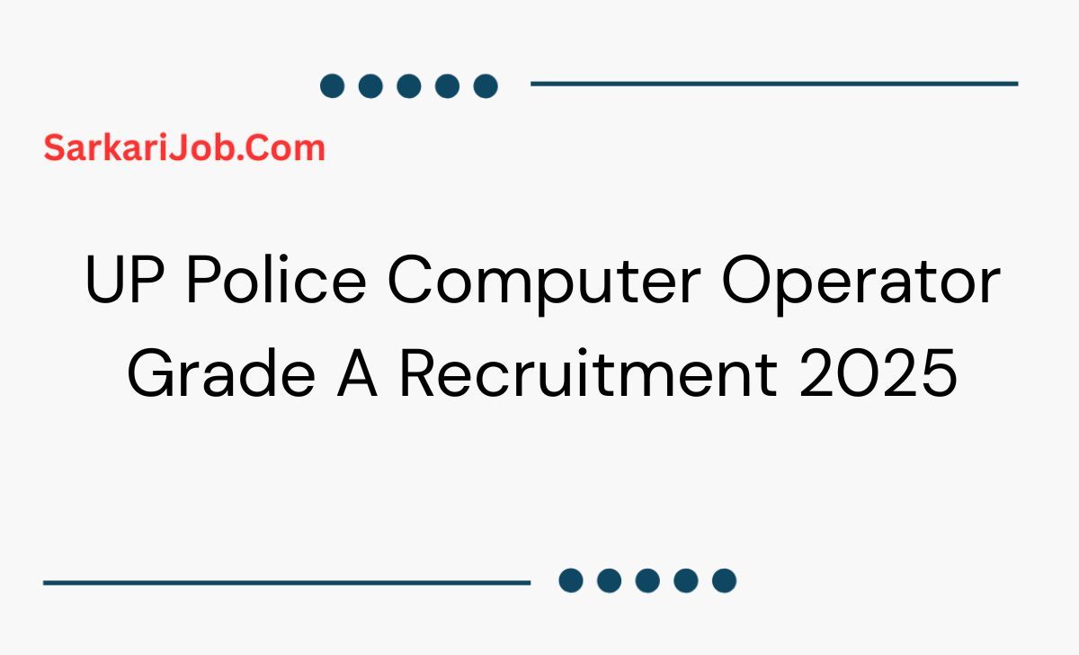 UP Police Computer Operator Grade A Recruitment 2025  notification details