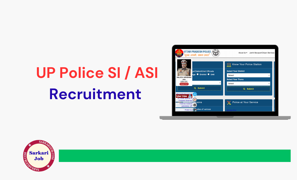 UP Police SI / ASI Recruitment 2025 notification details