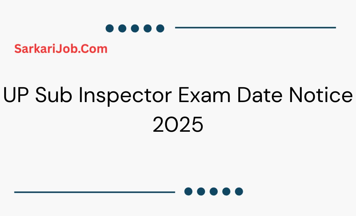 UP Sub Inspector Exam Date Notice 2025 notification details