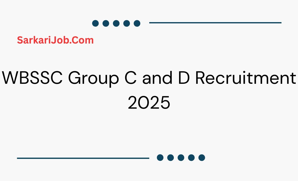 WBSSC Group C and D Recruitment 2025  notification details